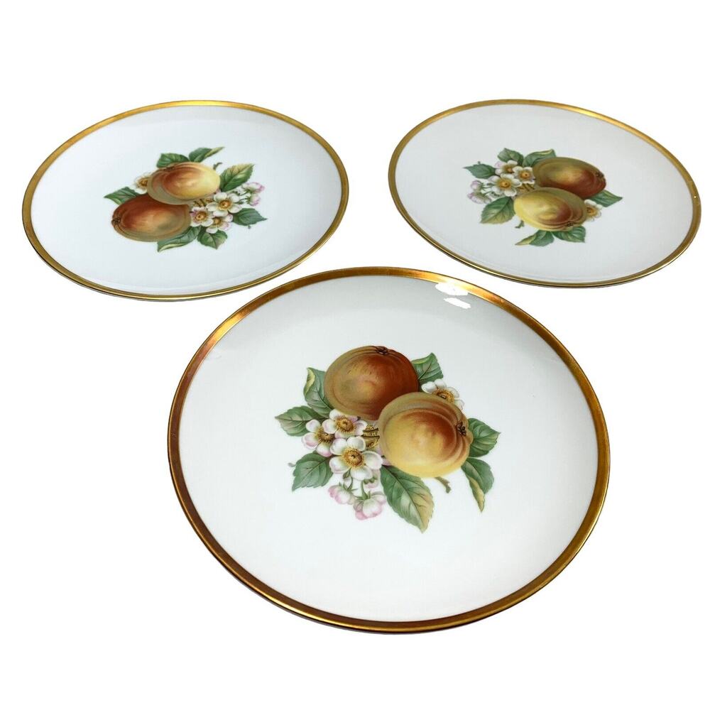 3 Vintage Hutschenreuther Selb Fruit Salad Plates Bavaria‎ Germany Pasco Peaches